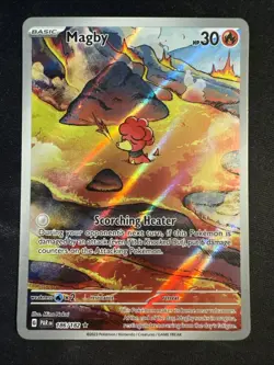Pokemon Magby SV04: Paradox Rift Illustration Rare Holo 186/182 NM - Image 1