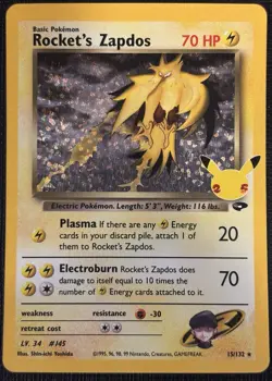 2021 POKEMON CELEBRATIONS CLASSIC COLLECTION ROCKET'S ZAPDOS 15/132 HOLO RARE - Image 1