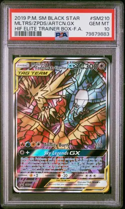 Pokemon Moltres & Zapdos & Articuno GX Hidden Fates Stained Glass SM210 PSA 10 - Image 1