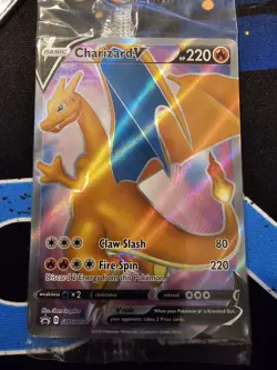 Pokemon TCG Charizard v SWSH050 Black Star Promo Full Art Sealed, Mint - Image 1