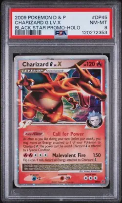 Pokemon Charizard G LV. X Holo 2009 D&P Black Star Promo #DP45 PSA 8 NM-MT - Image 1