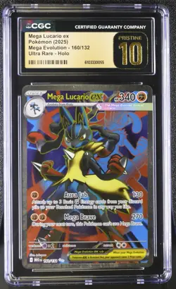 CGC 10 Pristine - Mega Lucario ex 160/132 Ultra Rare Pokemon Mega Evolution Base - Image 1