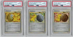 PSA 10 POKEMON PIKACHU 2009 VICTORY MEDAL GOLD 033 SILVER 032 BRONZE 031 SET - Image 1