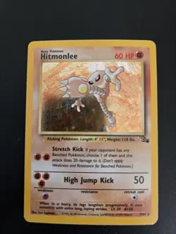 Pokemon TCG Hitmonlee 7/62 Unlimited Holo Rare MP WOTC Fossil Vintage - Image 1