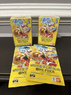 Lot of 2 Factory Sealed One Piece OP-15 Double Pack Sets & Booster Packs - Image 1