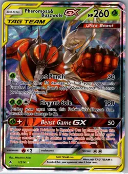 Pheromosa & Buzzwole GX 1/214 SM - Unbroken Bonds - Pokemon Card - NM - Image 1