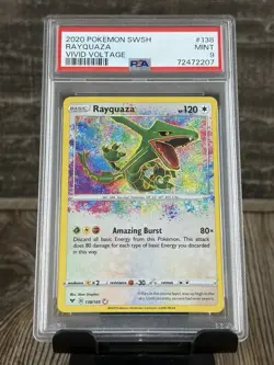 Pokemon 2020 Rayquaza Vivid Voltage Amazing Rare 138/185 Trading Card PSA 9 - Image 1