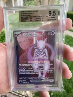 ~PT~ PORTUGUESE BGS 9.5 Mewtwo Ex Pokemon Card Destined Rivals Team Rocket’s - Image 1