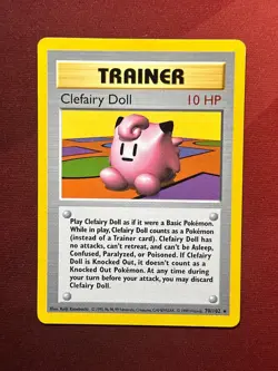 CLEFAIRY DOLL 70/102 Base Set SHADOWLESS rare Pokemon TCG card NM+ SUPER CLEAN! - Image 1