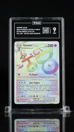 TAG 9 Unown VSTAR 199/195 Silver Tempest Rainbow Rare Full Art Pokemon Card - Image 1