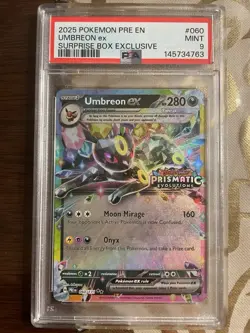 PSA 9 - 2025 Pokemon Prismatic Evolutions Suprsie Box UMBREON EX #060 (4231) - Image 1