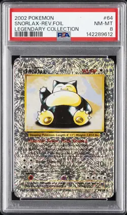 2002 POKEMON LEGENDARY COLLECTION #64 SNORLAX-REVERSE FOIL PSA 8 - Image 1