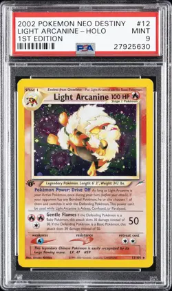 2002 POKEMON NEO DESTINY 1ST EDITION #12 LIGHT ARCANINE-HOLO PSA 9 - Image 1