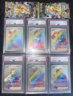 Pokemon PSA 10 Rainbow Trainer Bundle (6 Slabs) + 2 Sealed Booster Packs - Image 1