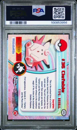 2000 TOPPS CHROME POKEMON T.V. #36 CLEFABLE PSA 10 - Image 2