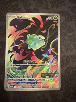 Pokemon tcg Bulbasaur Mega Evolution Stamped Illustration Rare Holo 133/132 - Image 1