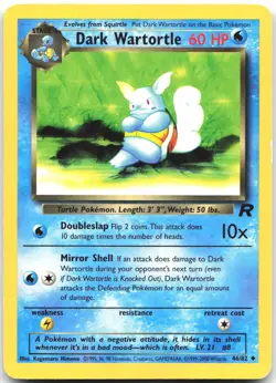 Dark Wartortle 46/82 Uncommon Team Rocket Pokemon Unlimited Moderately Played - Image 1