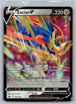 Zacian V 095/159 Holo V Rare Crown Zenith Pokemon Near Mint - Image 1