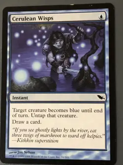 Cerulean Wisps x1 Shadowmoor Ex Condition See Pics Front Back - Image 1