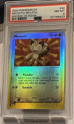 2004 Pokemon Ex Meowth - Rev Foil. Team Magma Vs Team Aqua PSA 8 NM-MT - Image 3
