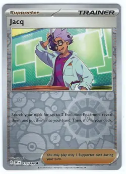 Jacq - REVERSE HOLO FOIL - Scarlet & Violet card # 175/198 - TRAINER FRESH PULL - Image 1