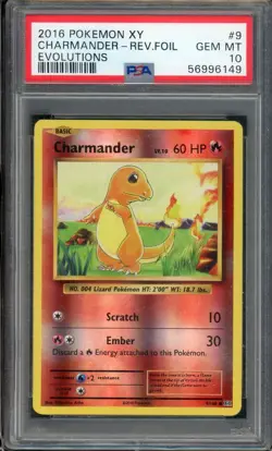 2016 Pokemon XY Evolutions Reverse Foil Holo Charmander #9 PSA 10 Gem Mint A3C - Image 1