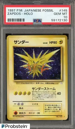 1996 Pokemon Basic Base Set Japanese #145 Zapdos Holo PSA 10 GEM MINT - Image 1