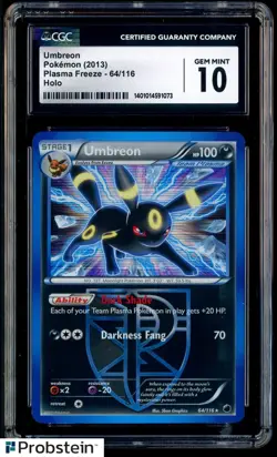 2013 Pokemon Plasma Freeze #64/116 Umbreon Holo CGC 10 GEM MINT - Image 1