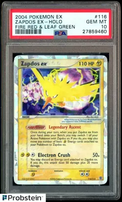 2004 Pokemon Ex Fire Red & Leaf Green #116 Zapdos Ex Holo PSA 10 GEM MINT - Image 1