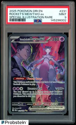 2025 Pokemon DRI EN Special Illustration Rare #231 Rocket's Mewtwo ex PSA 9 MINT - Image 1