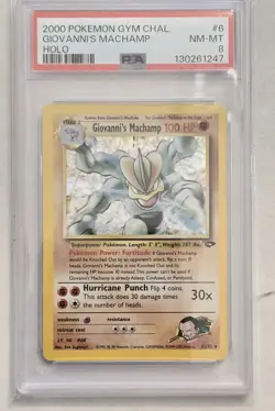 2000 Pokemon Gym Challenge Giovanni's Machamp 6/132 Holo Rare PSA 8 NM-MT - Image 1