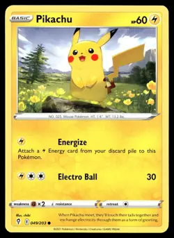 Pikachu 049/203 Pokemon SWSH07: Evolving Skies Non Holo - Image 1