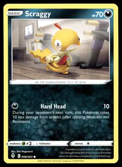 Scraggy 098/203 Pokemon SWSH07: Evolving Skies Non Holo - Image 1