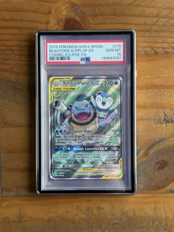 Pokemon TCG Blastoise & Piplup GX Tag Team Cosmic Eclipse - PSA 10 - Image 1