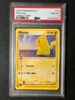 2003 POKEMON EX SANDSTORM #72 PIKACHU PSA 8 - Image 1