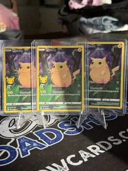 x3 Pokemon TCG Pikachu 005/025 Holo Rare Celebrations NM - Image 1