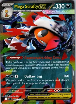 Mega Scrafty ex 135/217 Double Rare ME: Ascended Heroes Pokemon Near Mint - Image 1