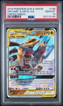 2019 POKEMON SUN & MOON UNIFIED MINDS #146 GARCHOMP & GIRATINA GX PSA 10 - Image 3