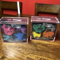 Pokemon TCG Evolving Skies ETB 2x Set w/ Acrylic cases - Image 1