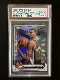 2023-24 Topps Chrome Victor Wembanyama Blue Bball Refractor RC! PSA 10 GEM MINT - Image 1