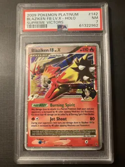 2009 Pokemon Platinum Supreme Victors Blaziken FB LV X Holo #142 PSA 7 NM - Image 1