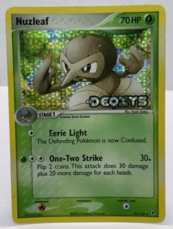 Nuzleaf 43/107 Stamped Holo Pokemon TCG Card - Ex Deoxys MP - Image 1