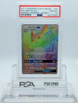 POKEMON SHINING LEGENDS RAICHU GX #75 SECRET RARE HOLO PSA 10 GEM MINT #40757989 - Image 1