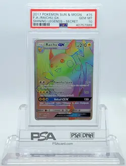 POKEMON SHINING LEGENDS RAICHU GX #75 SECRET RARE HOLO PSA 10 GEM MINT #40757989 - Image 2