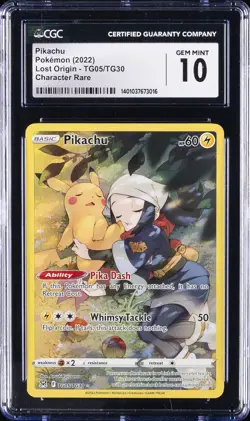 2022 POKEMON SWORD & SHIELD LOST ORIGIN #052 PIKACHU CGC 10 GEM MINT - Image 1