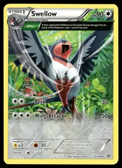 Swellow (XY Roaring Skies) 72/108 Rare Deck Exclusives Pokemon Lightly Played - Image 1