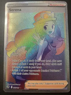 Serena 207/195 Pokemon Sword & Shield Silver Tempest 2022 Holo Rainbow Rare NM - Image 1