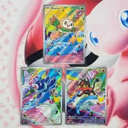 Rowlett 043 + Litten 044 + Popplio 045 - First Partner Pokemon Cards #L455 - Image 1