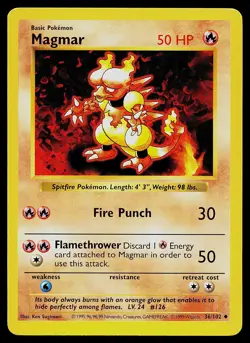 Pokemon Card - Magmar Base Set (Shadowless) 36/102 Uncommon - Image 1