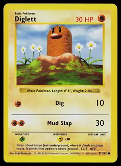 Pokemon Card - Diglett Base Set Shadowless 47/102 Unlimited Common - Image 1